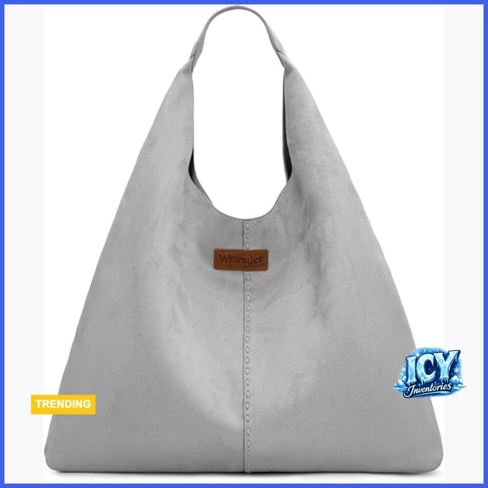 Faux Suede Hobo Bag Large Shoulder Purse Slouchy Casual Handbag